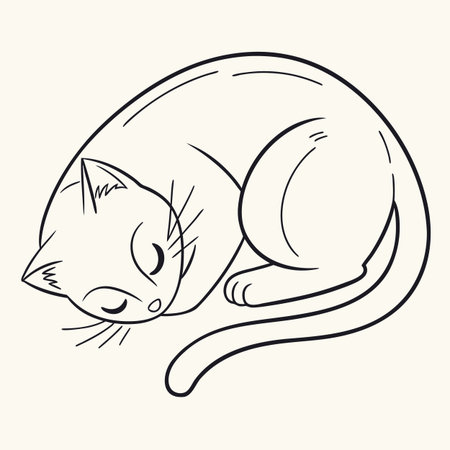 Sleeping cat, sketch for your design. Vector illustration.のイラスト素材