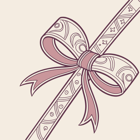 Illustration of a ribbon with a bow on a beige backgroundのイラスト素材