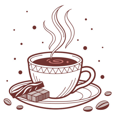 Cup of coffee and chocolate. Vector illustration in doodle style.のイラスト素材