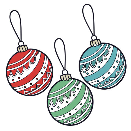 Christmas balls. Coloring book for children and adults. Vector illustrationのイラスト素材