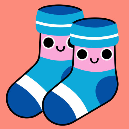 Cute pair of socks with eyes and legs. Vector illustration.のイラスト素材