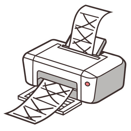 Illustration of a printer with paper sheets isolated on a white backgroundのイラスト素材