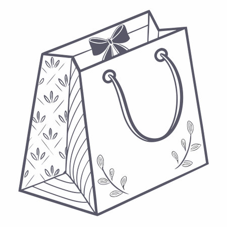 Shopping bag with a bow. Vector illustration in doodle style.のイラスト素材