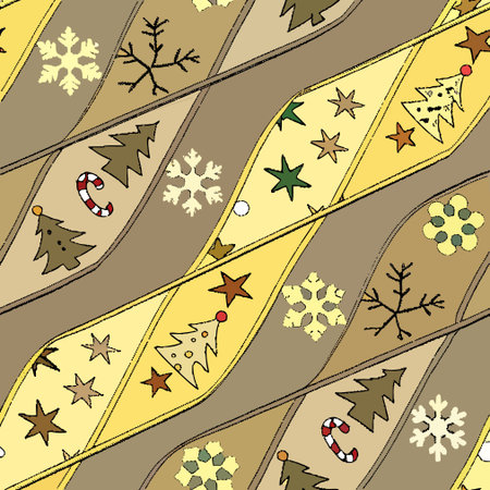 Seamless pattern with Christmas trees and snowflakes. Vector illustration.のイラスト素材