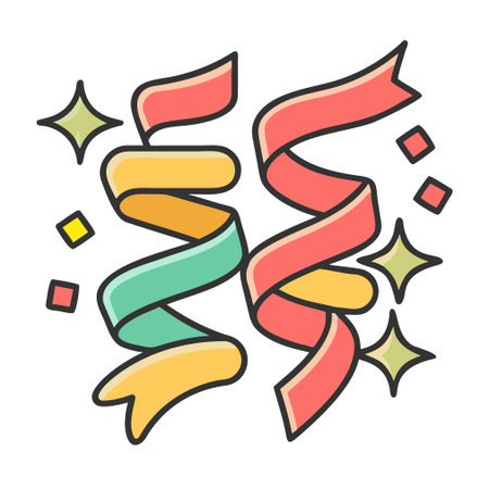 Carnival streamer color icon. Isolated vector illustration.のイラスト素材
