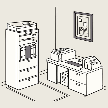 Office interior. Workplace in the office. Office interior. Vector illustration