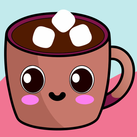 Coffee cup with marshmallows, vector illustration in flat styleのイラスト素材