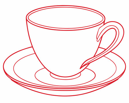 Cup of tea or coffee on saucer. Vector illustration.のイラスト素材