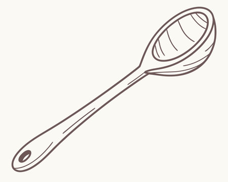 Spoon icon. Kitchen utensils. Vector illustration in doodle styleのイラスト素材