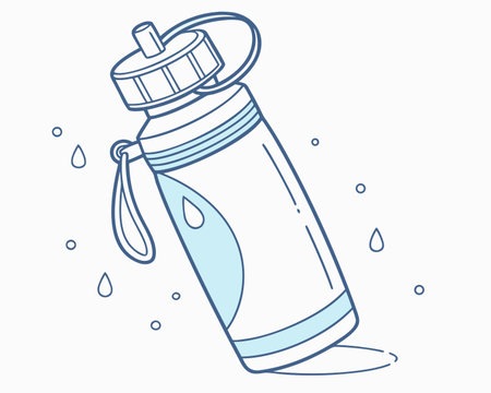 Sport water bottle. Hand drawn vector illustration in doodle style.のイラスト素材
