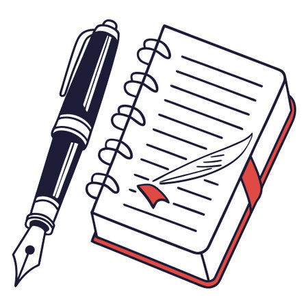 Notebook with fountain pen and quill pen vector illustration graphic designのイラスト素材