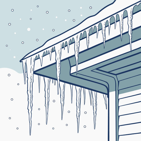 Icicles on the roof of the house. Vector illustration.のイラスト素材