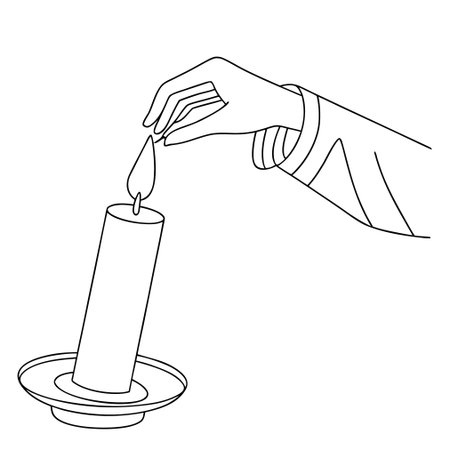 Candle in hand icon. Outline illustration of candle in hand icon for webのイラスト素材