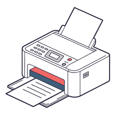 printer with paper isolated on a white background, vector illustration.