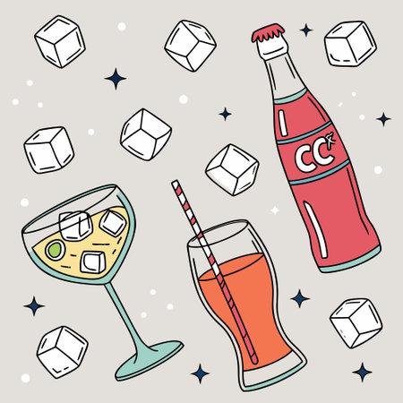 Cocktail set. Vector illustration in doodle style.のイラスト素材