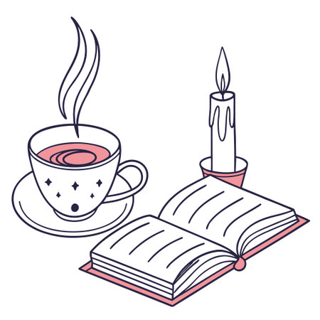 Coffee cup with book and candle icon vector illustration graphic designのイラスト素材