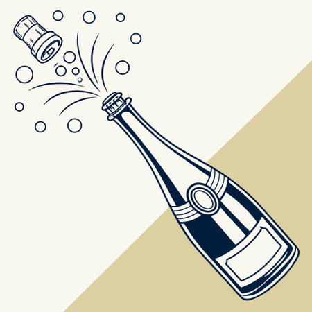 Champagne bottle with a cork. Vector illustration in vintage style.のイラスト素材