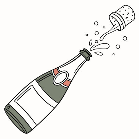 Illustration of a bottle of champagne with a corkscrew.のイラスト素材