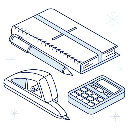 Vector illustration of a set of stationery items on a white background.のイラスト素材