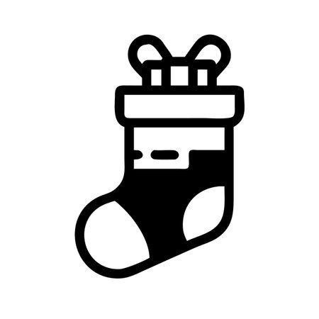 Christmas sock icon vector. A thin line sign. Isolated contour symbol illustrationのイラスト素材