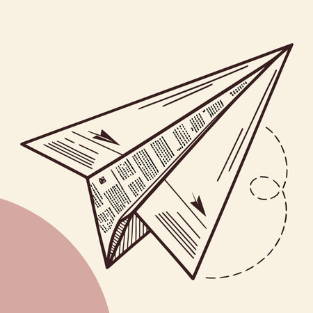 Paper plane. Hand drawn vector illustration isolated on white background. Line art.のイラスト素材