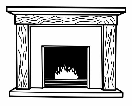 Fireplace design, Home room decoration interior living and apartment theme Vector illustrationのイラスト素材