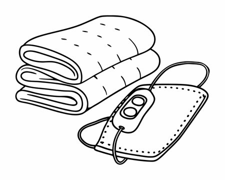 Vector illustration of a stack of towels. Hand drawn doodle style.のイラスト素材