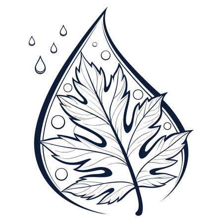 Water drop with leaf and water drops. Vector illustration for your designのイラスト素材