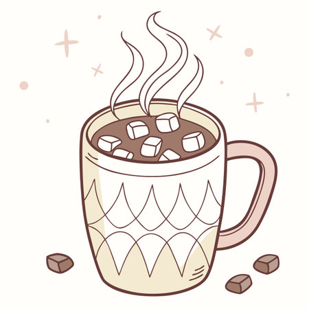 Cup of hot chocolate with marshmallows. Vector illustration.のイラスト素材