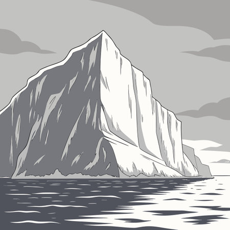 Iceberg in the ocean. Vector illustration of a cartoon rock.のイラスト素材