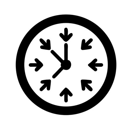 Clock Icon Vector. Black and White Clock Icon. Flat Style.