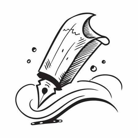 Pencil icon. Vector illustration of a fountain pen. Hand drawn ink pen.のイラスト素材