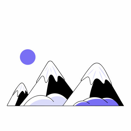 Mountains in flat style on a white background. Vector illustration.のイラスト素材