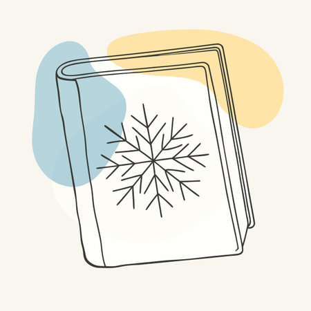 Sketch of a book with snowflake. Vector illustration.のイラスト素材