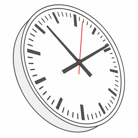 White wall clock on a white background. Vector illustration. Eps 10.