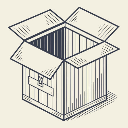 Open cardboard box. Vector illustration in isometric 3d style.のイラスト素材