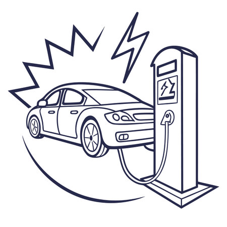 Electric car charging station, vector illustration. Electric vehicle charging station.のイラスト素材