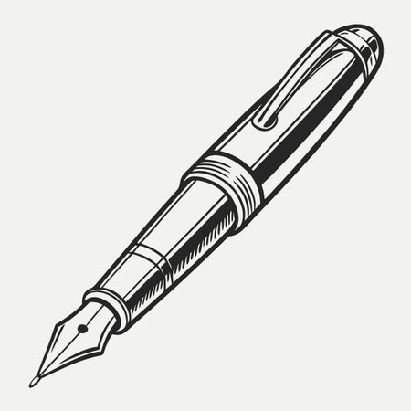 Vintage fountain pen. Vector illustration. Isolated on white background.のイラスト素材