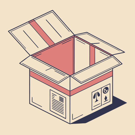 Open cardboard box. Isometric view. Vector illustration. Eps 10