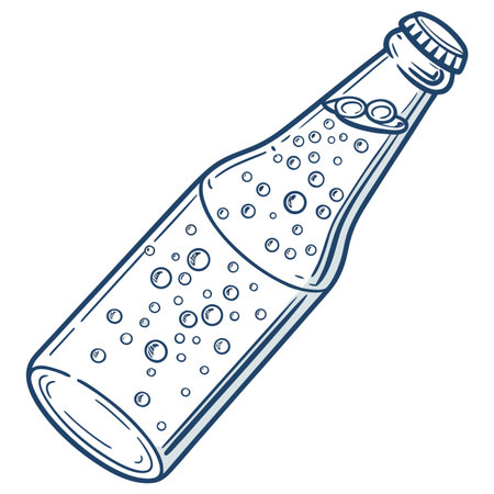 Bottle of water with bubbles. Vector illustration in doodle styleのイラスト素材