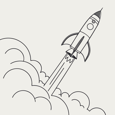 Rocket launch vector illustration. Start up business concept. Flat design.のイラスト素材