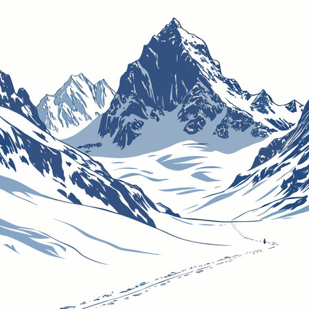 Mountains with snow and blue sky, vector illustration, eps 10のイラスト素材