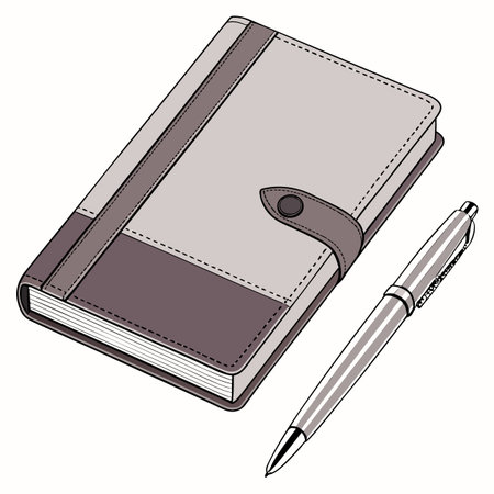 Notebook and pen. Vector illustration of a notebook and pen.のイラスト素材