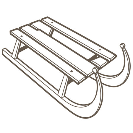 Wooden sledge isolated on a white background. Vector illustration.のイラスト素材