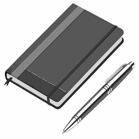 Notebook and pen isolated on a white background. Vector illustration.のイラスト素材
