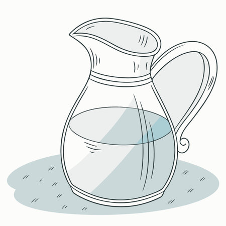 Jug with water. Hand drawn vector illustration in sketch style.のイラスト素材