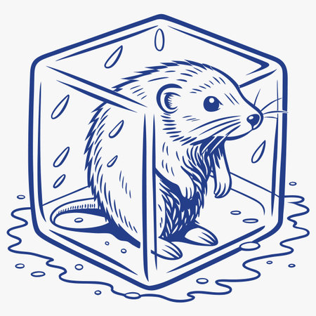 hedgehog in a cube, vector illustration, eps 10のイラスト素材