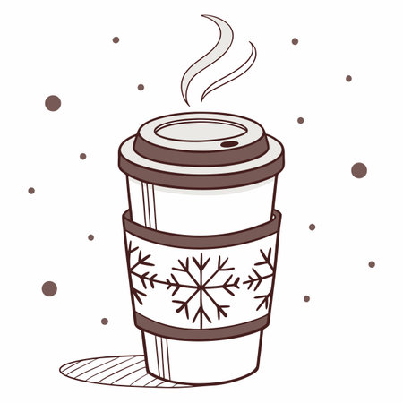 Coffee cup with snowflakes. Vector illustration in doodle style.のイラスト素材