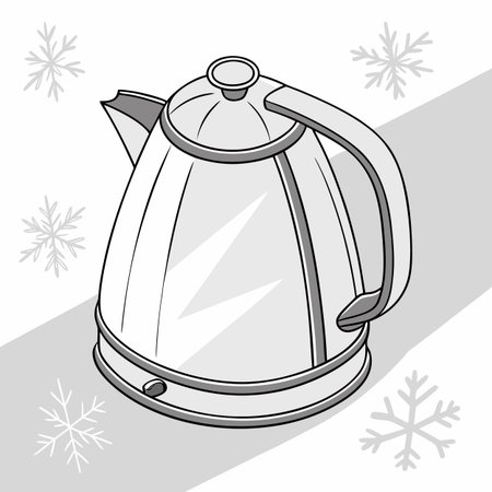 kettle with snowflakes over white background vector illustration graphic designのイラスト素材
