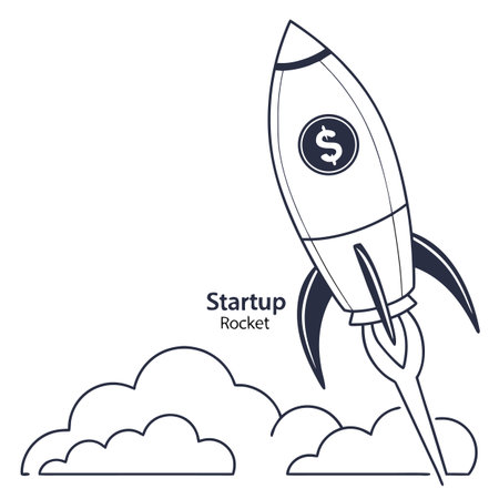 Startup business concept. Rocket with dollar sign. Vector illustration.のイラスト素材